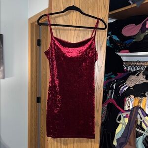 Zaful Velvet Wine Red Camisole Dress